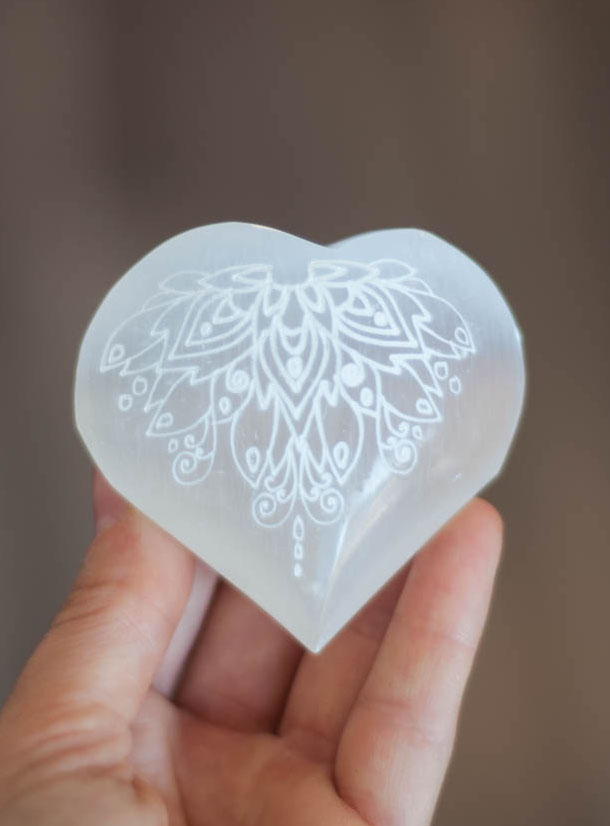 Carved Heart Selenite