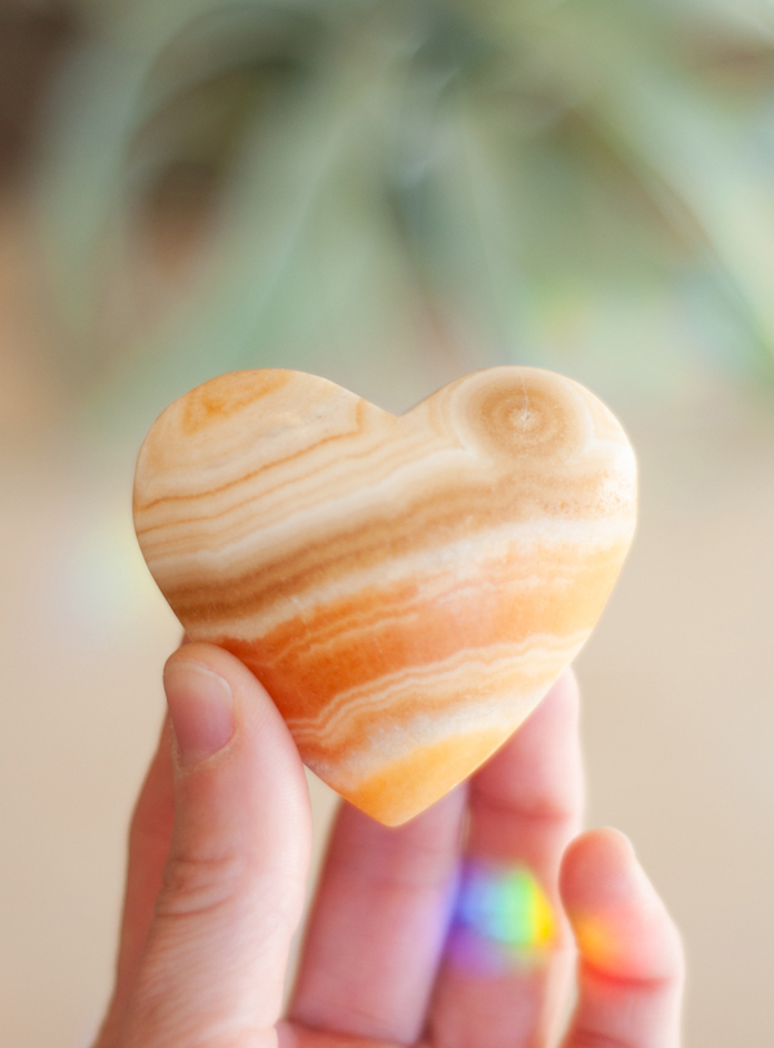 Orange Calcite Heart