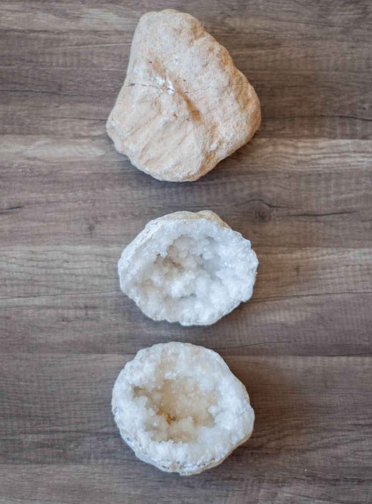 Clear Calcite Geode - cracked