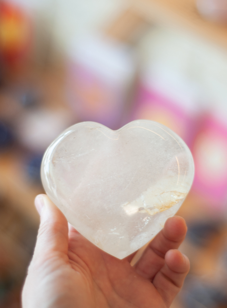 Raw Clear Quartz Heart - medium