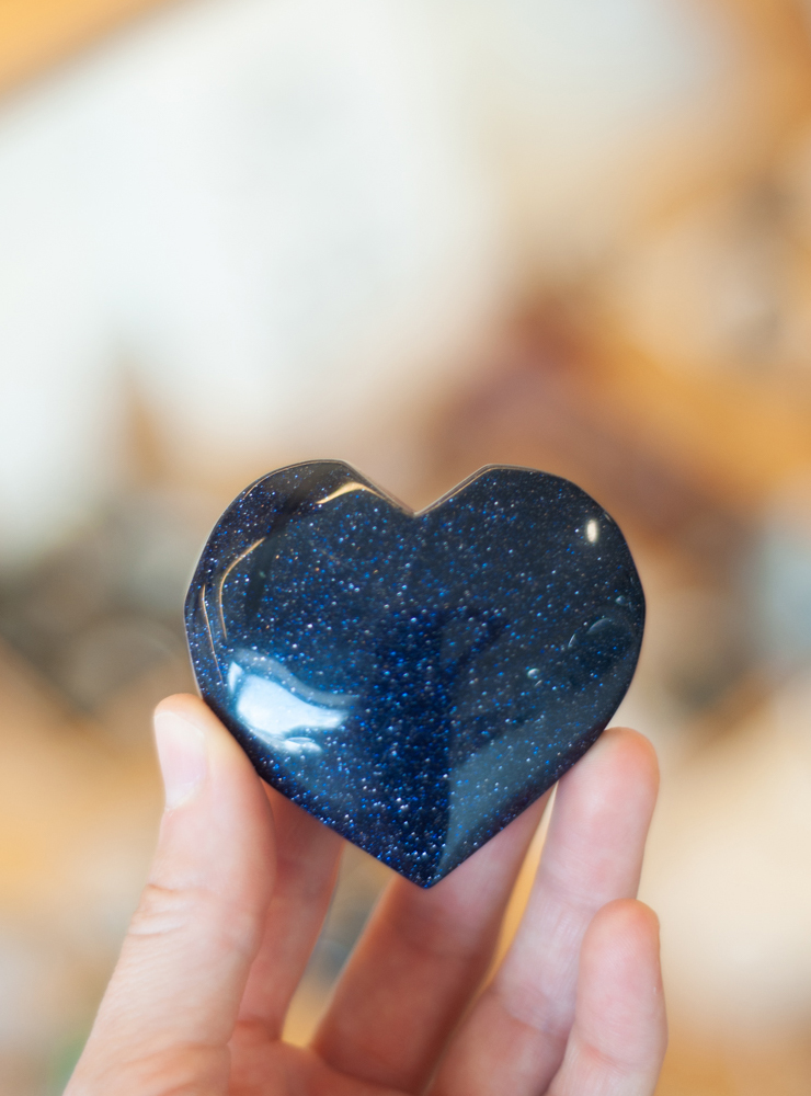 Blue Goldstone Heart