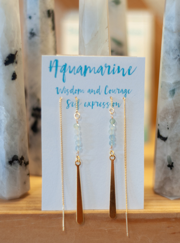 Aquamarine Threader Earrings