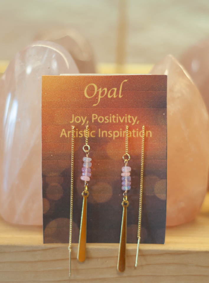 Pink Opal Threader Earrings
