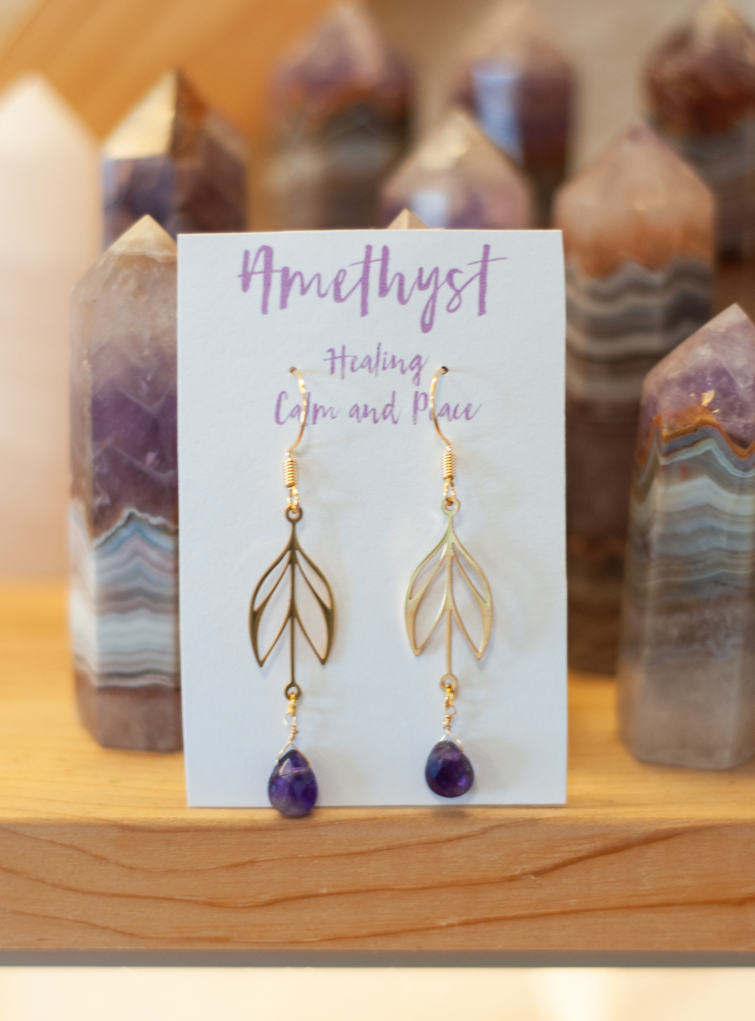 Amethyst Flower Earrings