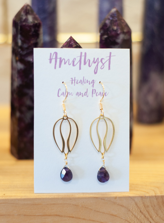 Amethyst Flower Drop Earrings