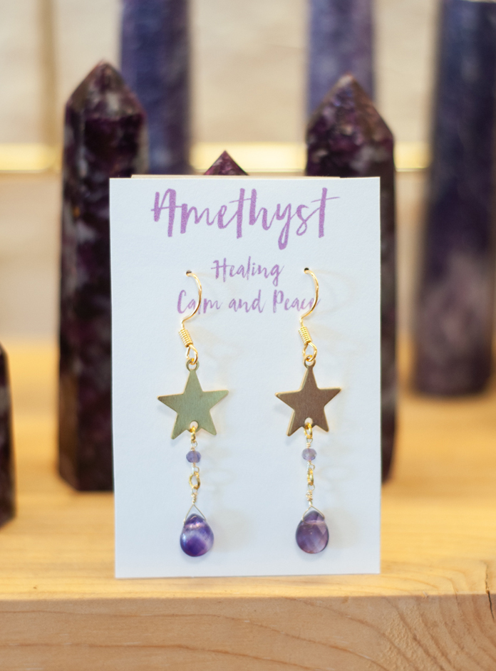 Amethyst Star Earrings
