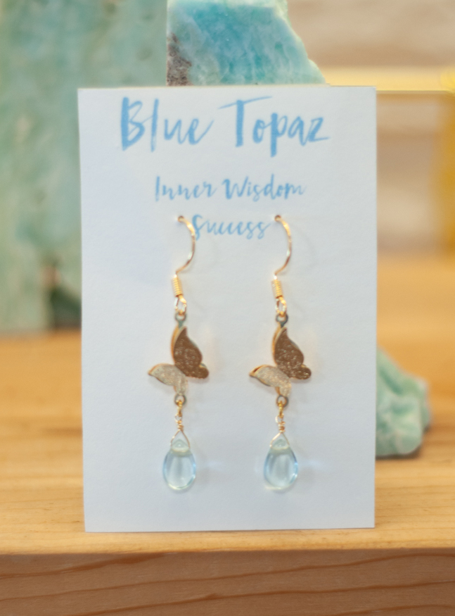 Blue Topaz Butterfly Earrings