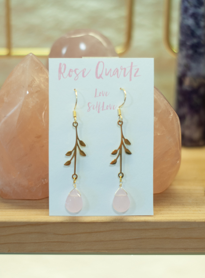 Rose Quartz Flower Earrings