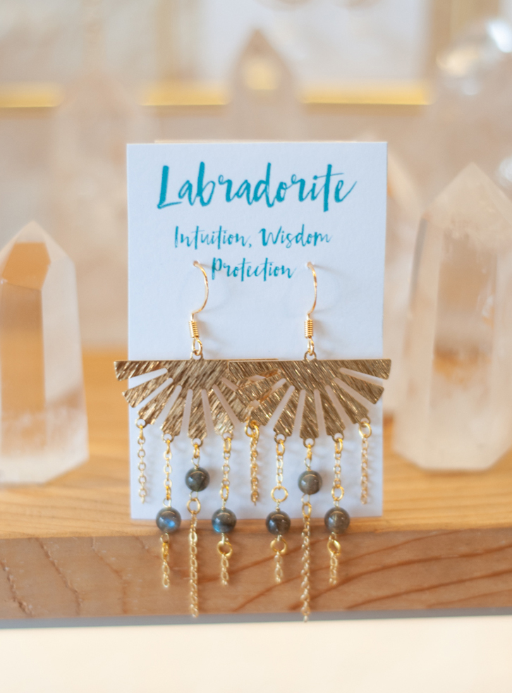 Labradorite Fan Earrings