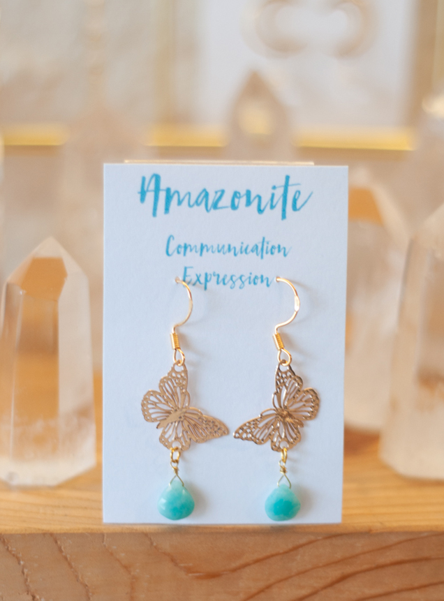 Amazonite Butterfly Earrings