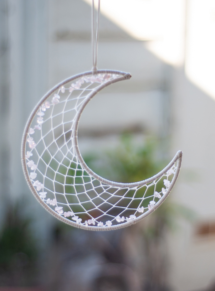 Rose Quartz Moon Dreamcatcher - Love
