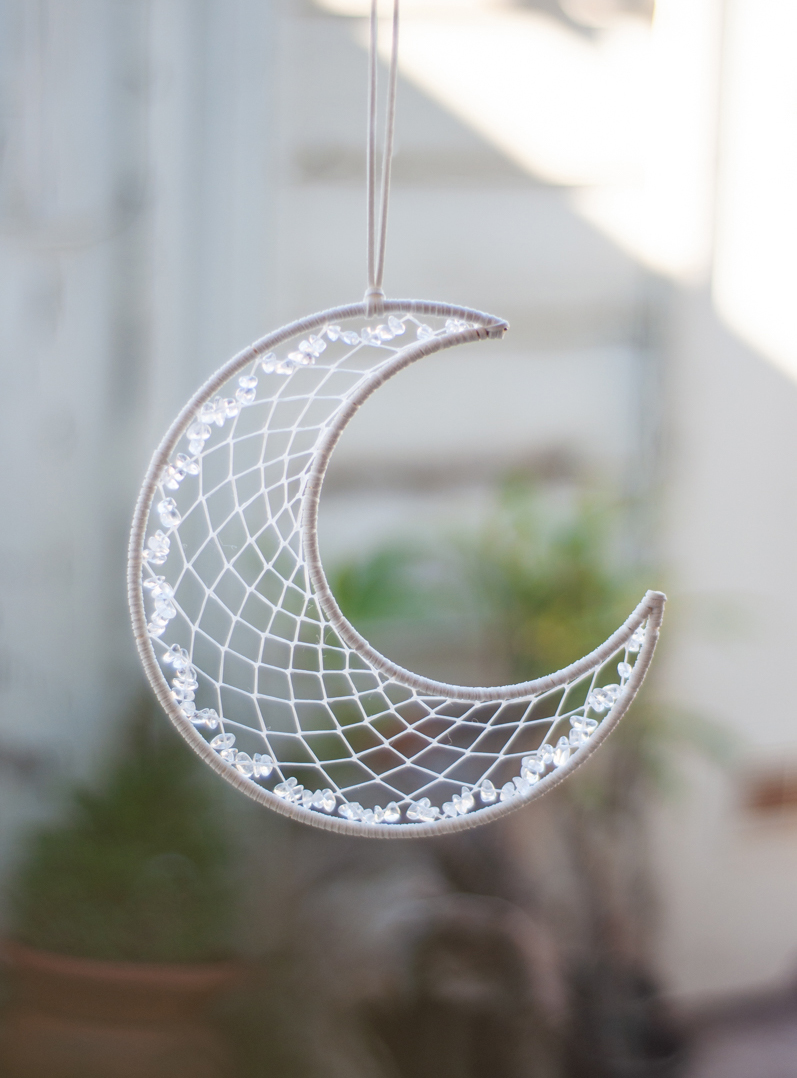 Clear Quartz Moon Dreamcatcher