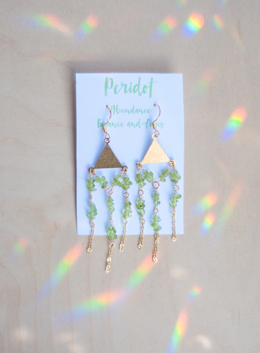 Peridot Triangle Earrings