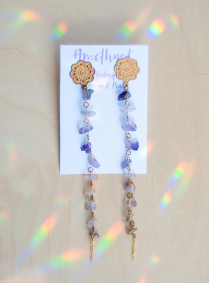 Amethyst Flower Stud Earrings