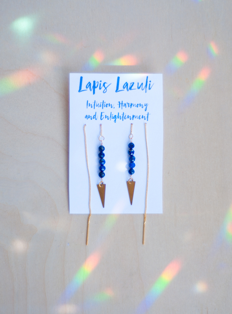 Lapis Lazuli Threader Earrings
