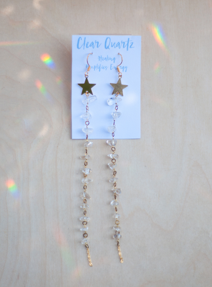 Clear Quartz Star Earrings