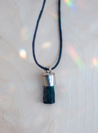 Black Tourmaline Pendant with rope