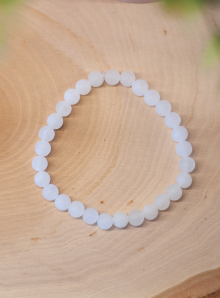 White Matte Jade Bracelet - 6mm