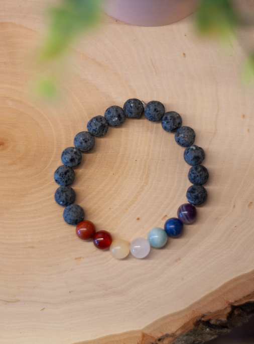 Chakra with Lava Stones Bracelet