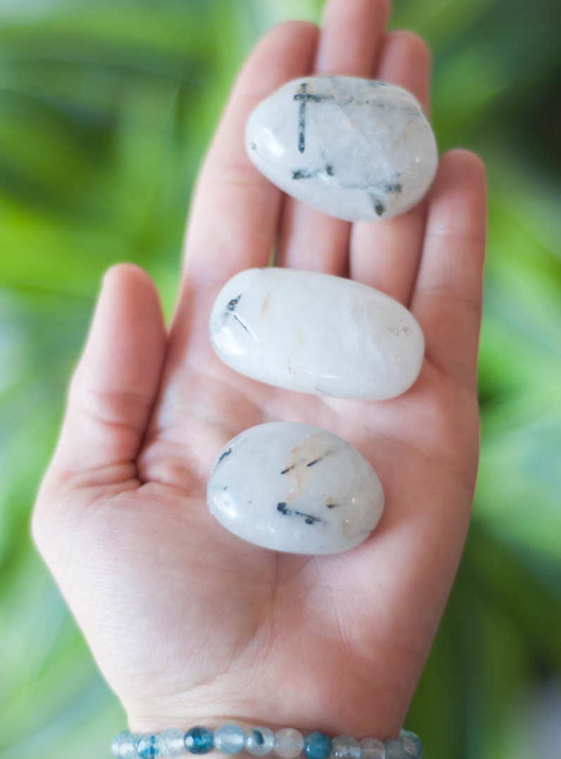 Tumbled Tourmalinated Quartz