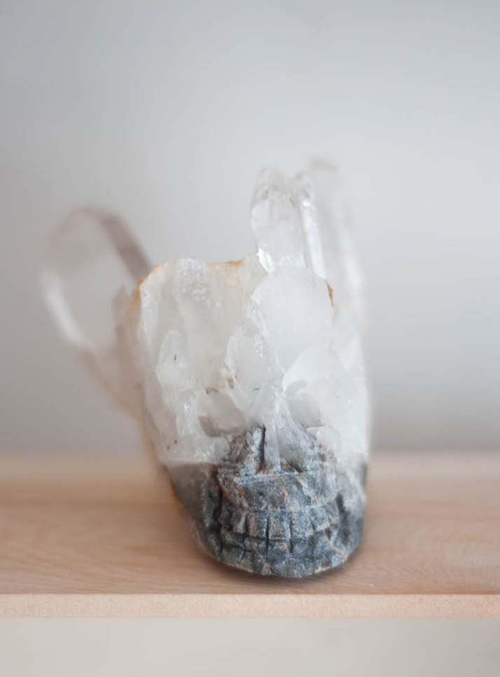 Clear Quartz Geode Crystal Skull #1