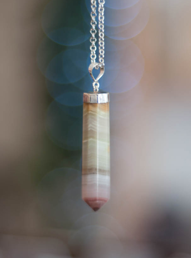 Green Calcite Point Necklace