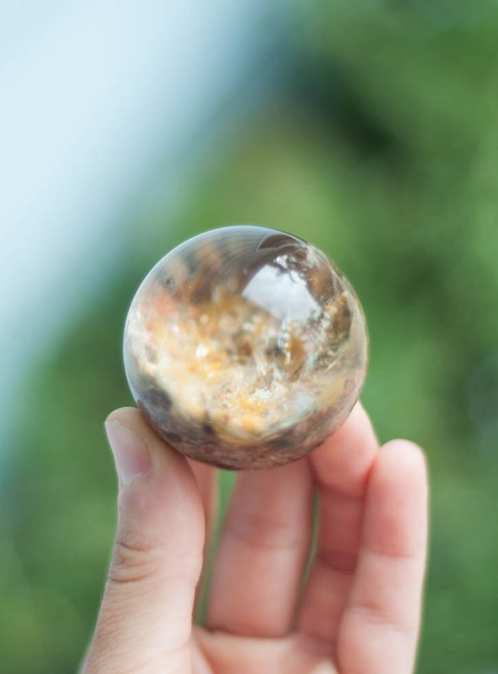 Quartz Sphere with Iron Deposits #1