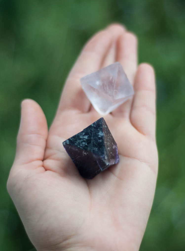 Raw Fluorite Octahedron - pair