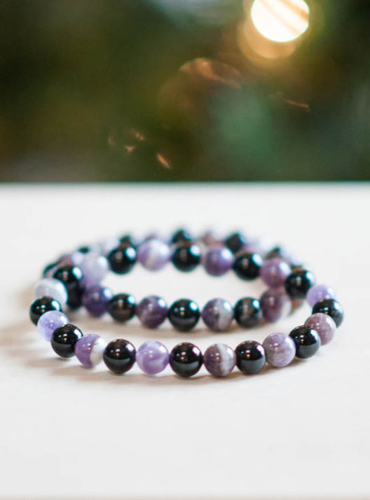 Amethyst and Black Tourmaline Bracelet