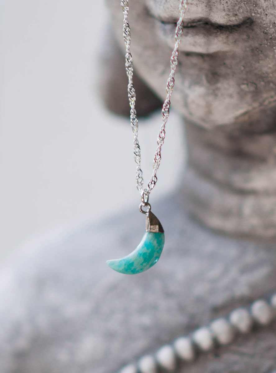 Amazonite Moon Pendant