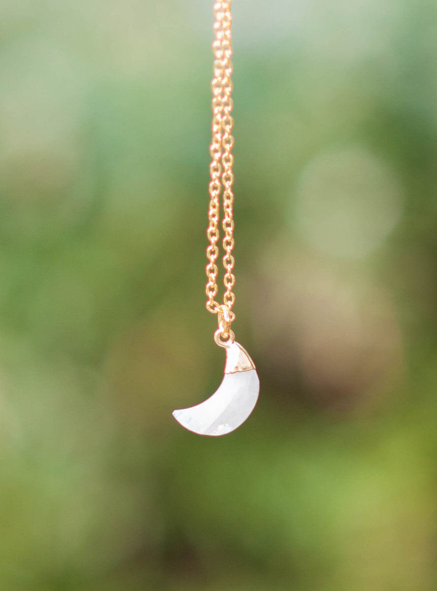 Moonstone Moon Pendant - gold