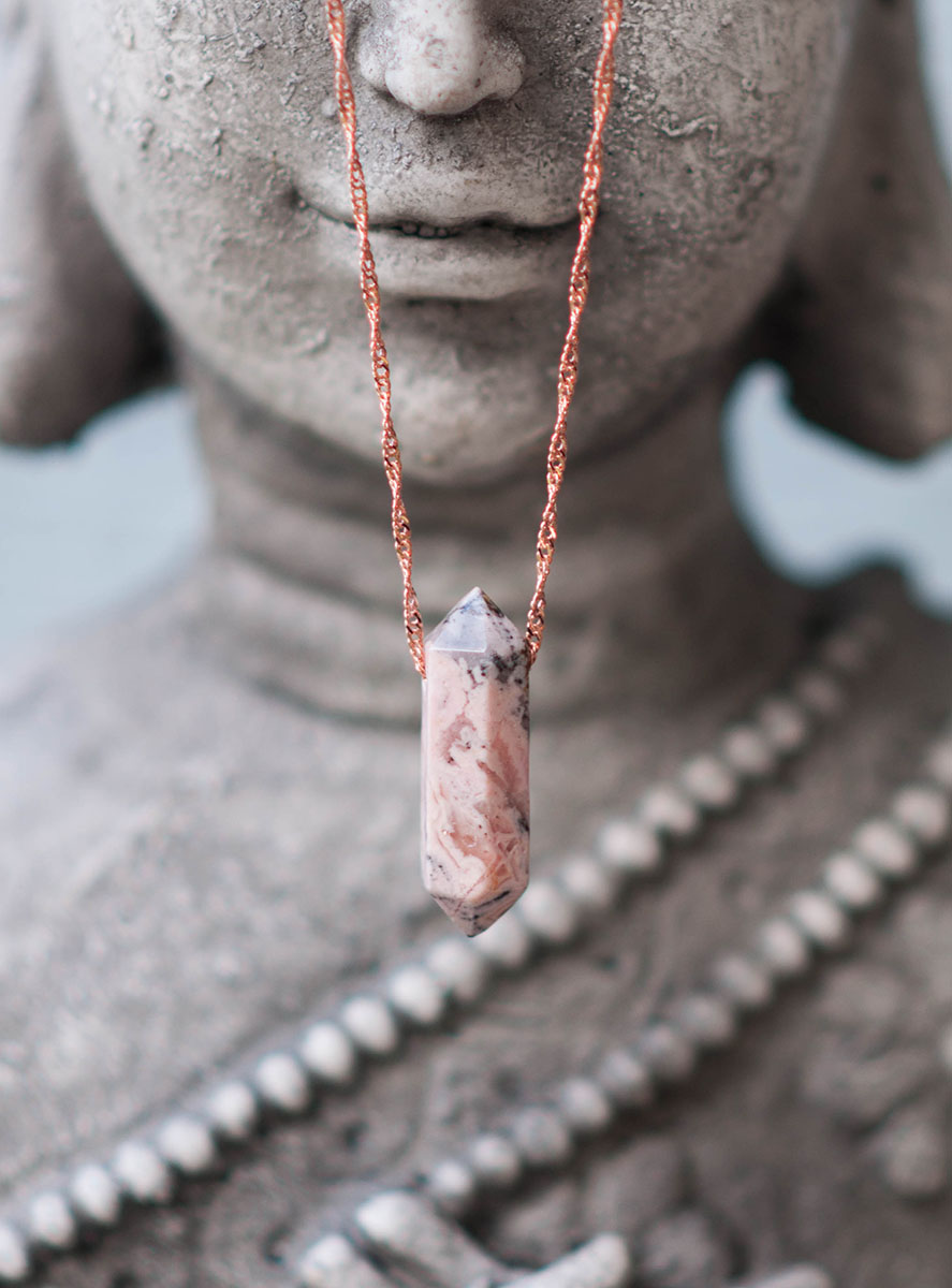 Pink Opal Pendant - rose gold