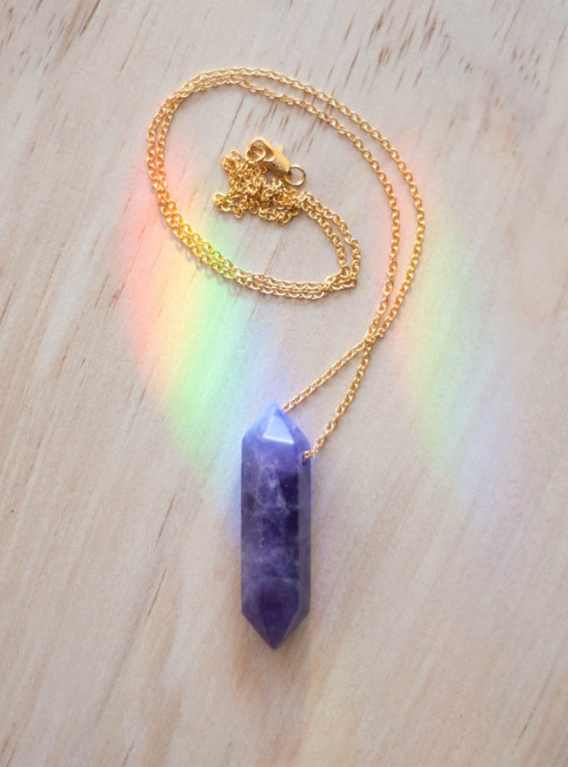 Amethyst Point Pendant - gold