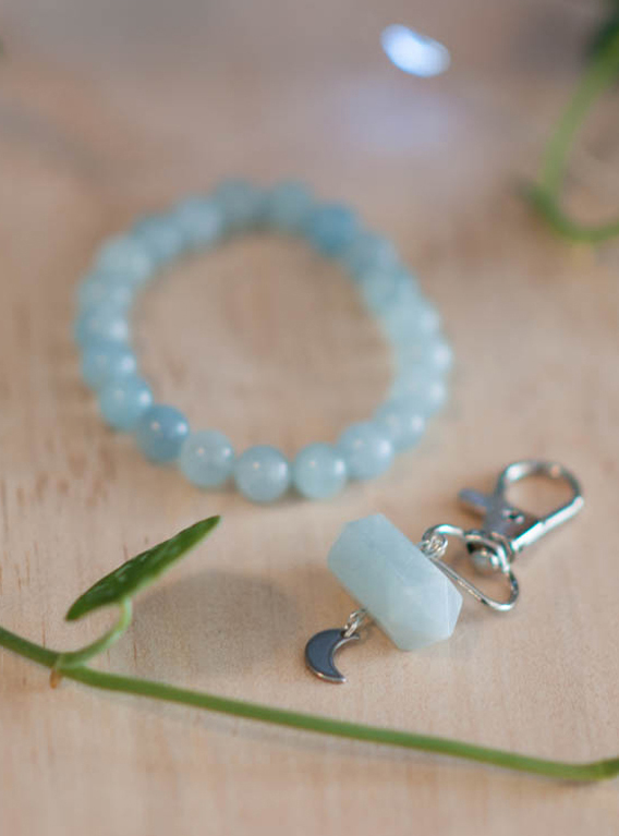 Aquamarine Charm and Bracelet Set