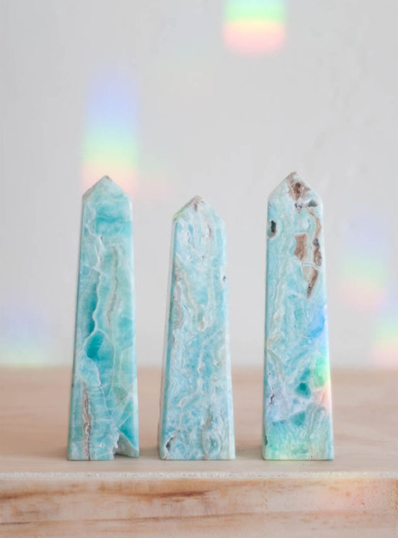 Blue Aragonite/ Caribbean Calcite Tower - small
