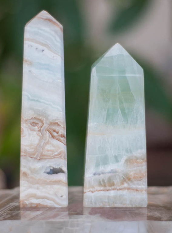 Caribbean Light Blue Calcite Tower - medium