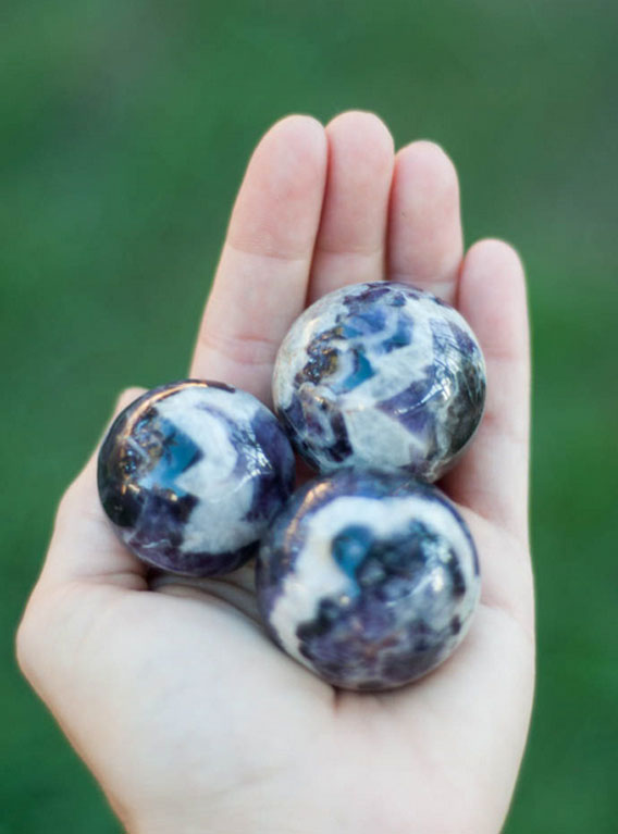 Chevron Amethyst Sphere - small