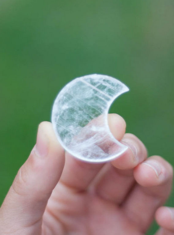 Clear Flat Selenite Moon - small