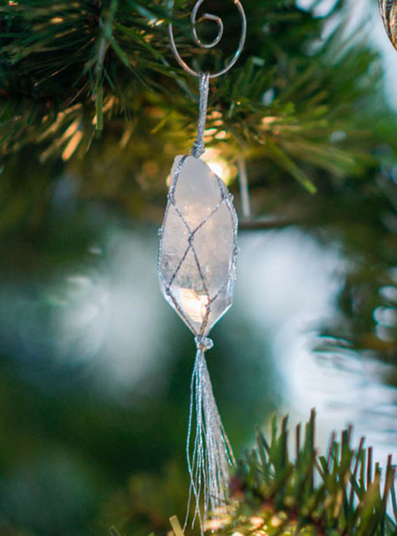 Clear Quartz Christmas Ornament - silver