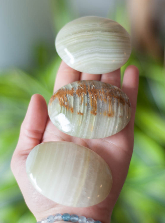 Green Calcite Palm Stone - Pakistan