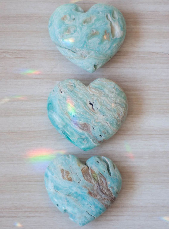 Medium Blue Aragonite/ Caribbean Blue Calcite Heart -  Pakistan