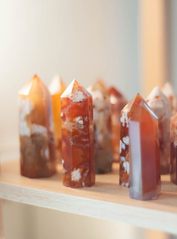 Orange Flower Agate Tower