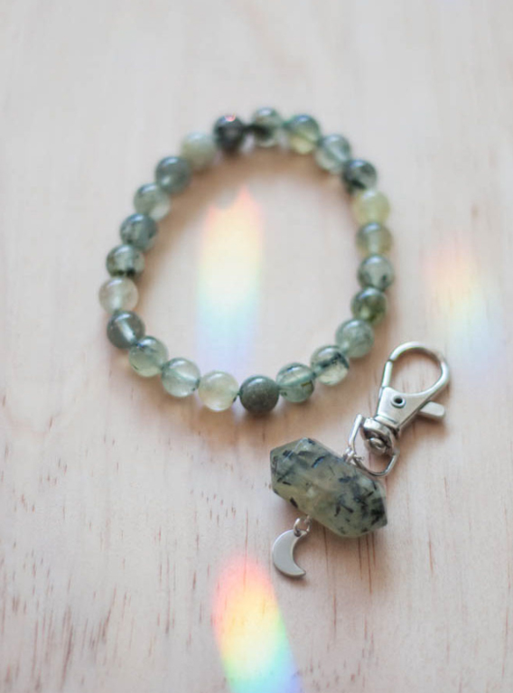 Prehnite Charm and Bracelet Set