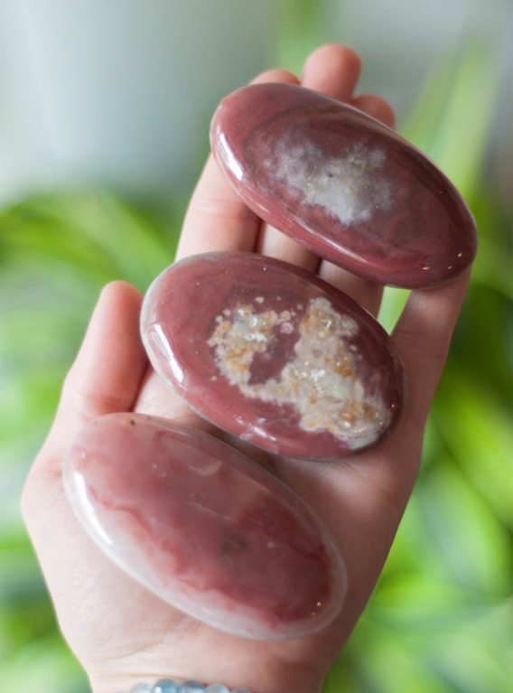 Purple Calcite Palm Stone