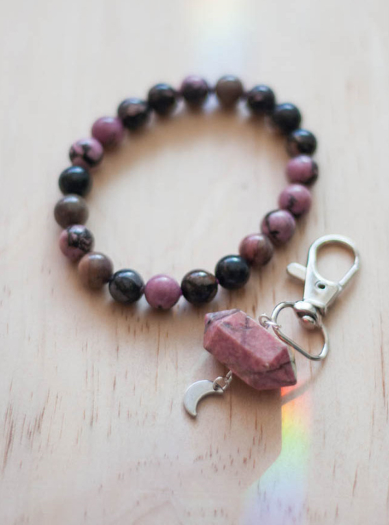 Rhodonite Charm and Bracelet Set