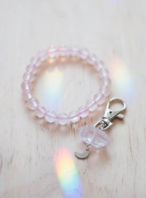 Rose Quartz Charm and Bracelet Set