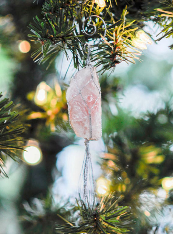 Rose Quartz Christmas Ornament - silver