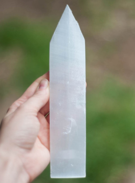 Selenite Cleansing Slice - arrow