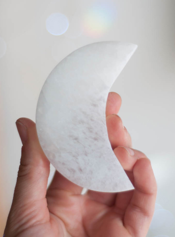 Selenite Flat Moon - small